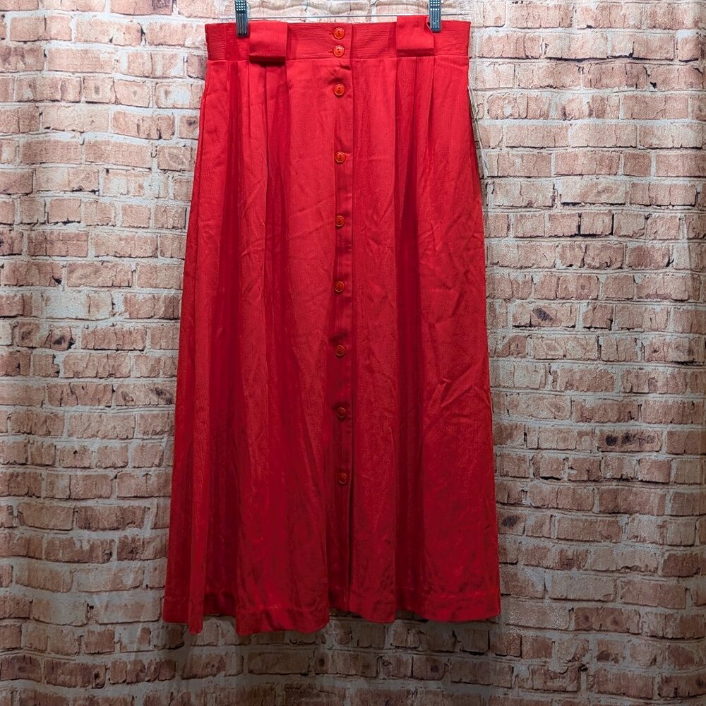 Worthington Skirt Red Button-Down Midi Size 14 NWT